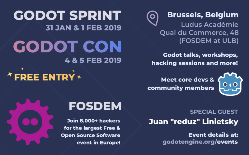 GodotCon Brussels 2019 event banner